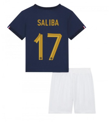 Francja William Saliba #17 Koszulka Podstawowych Dziecięca MŚ 2022 Krótki Rękaw (+ Krótkie spodenki)